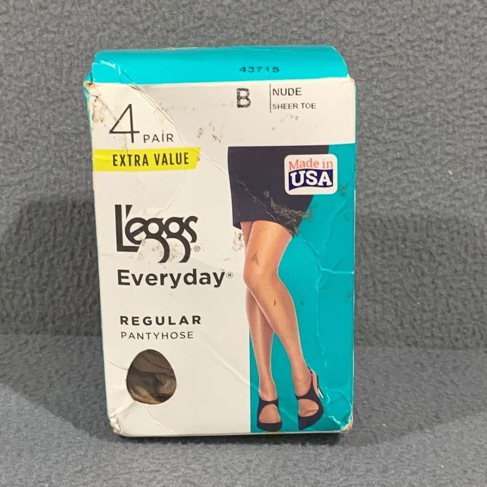 L'eggs Everyday Regular Pantyhose 4 Pair Nude Sheer Toe Size B Medium 43715 USA